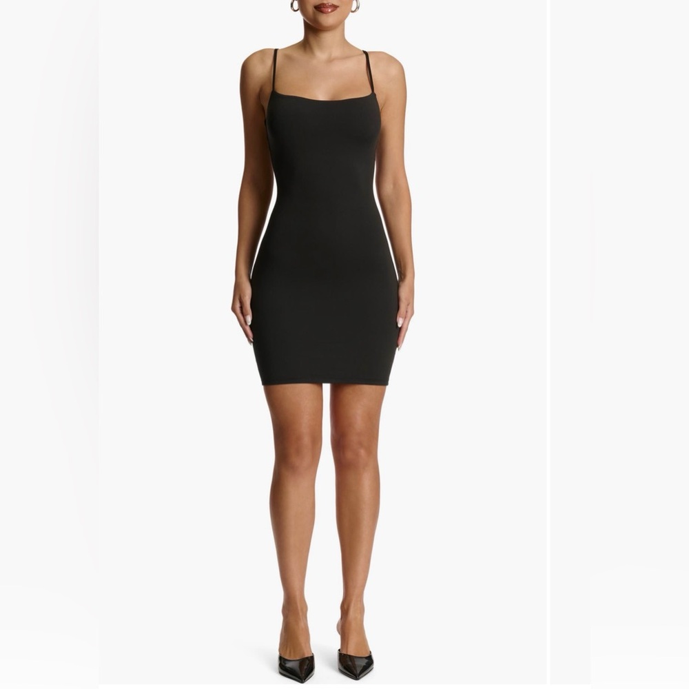 Naked Wardrobe BARE spaghetti strap mini dress BLACK size Medium